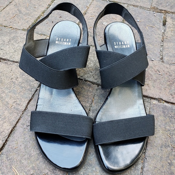 Stuart Weitzman Shoes - Stuart Weitzman Strappy Wedge Sandals Black